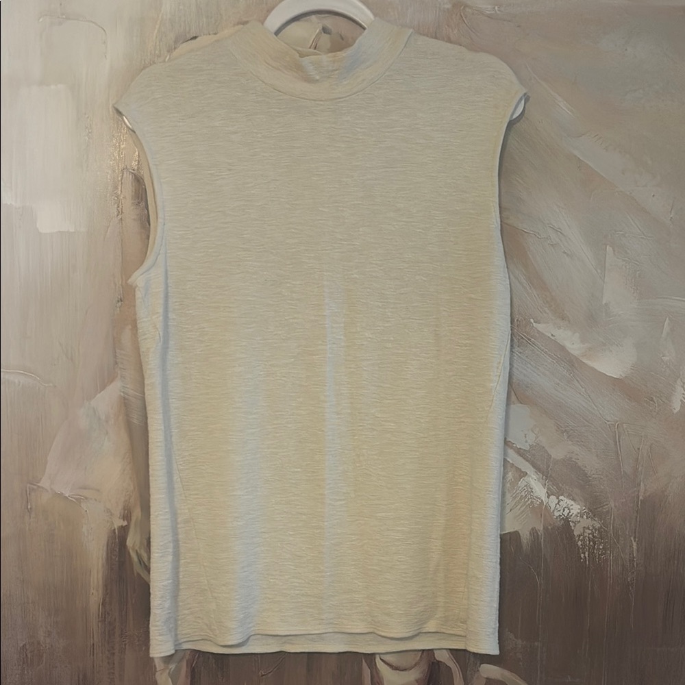 Helmut Lang Cream Ribbed Sleeveless Muscle Tee